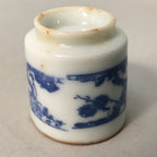 Japanese Porcelain Sake Cup Guinomi Sakazuki Vtg Blue White Lucky Plants GU762