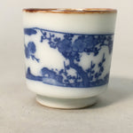 Japanese Porcelain Sake Cup Guinomi Sakazuki Vtg Blue White Lucky Plants GU765