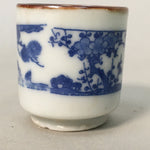 Japanese Porcelain Sake Cup Guinomi Sakazuki Vtg Blue White Lucky Plants GU767