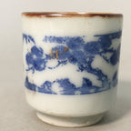 Japanese Porcelain Sake Cup Guinomi Sakazuki Vtg Blue White Lucky Plants GU767