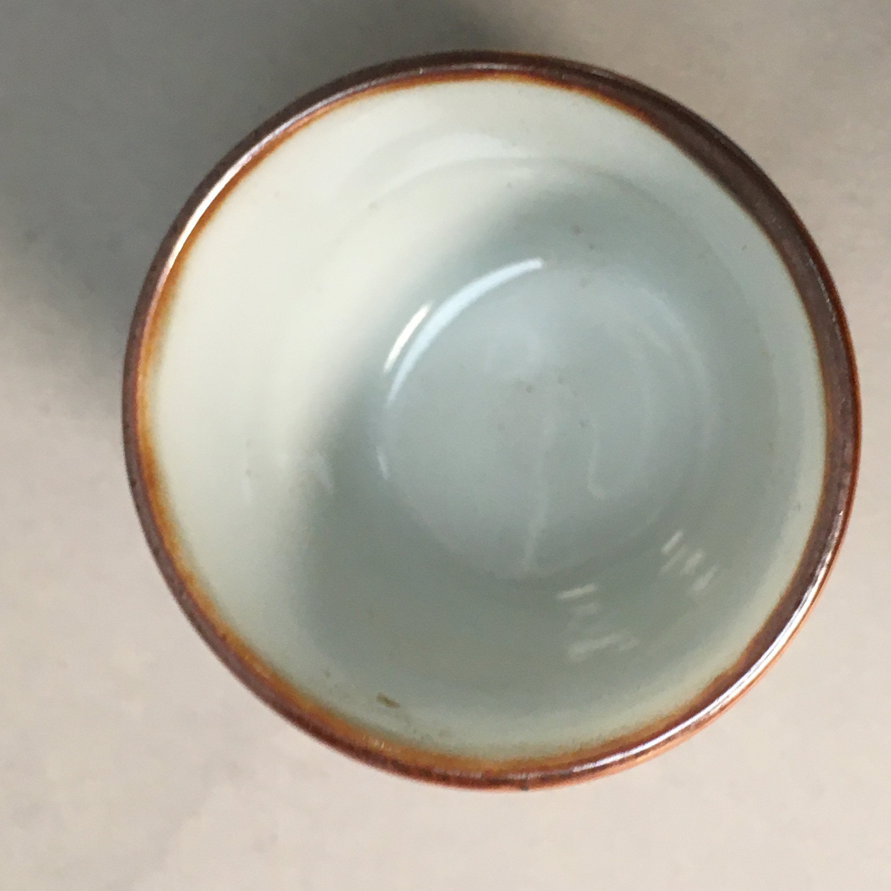 Japanese Porcelain Sake Cup Guinomi Sakazuki Vtg Blue White Lucky Plants GU767