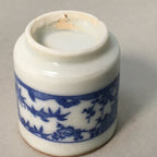 Japanese Porcelain Sake Cup Guinomi Sakazuki Vtg Blue White Lucky Plants GU767