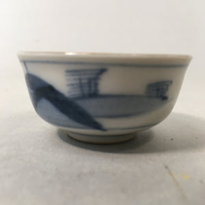 Japanese Porcelain Sake Cup Guinomi Sakazuki Vtg Blue White Men GU752
