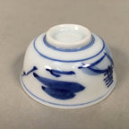 Japanese Porcelain Sake Cup Guinomi Sakazuki Vtg Blue White Mountain GU836