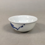 Japanese Porcelain Sake Cup Guinomi Sakazuki Vtg Blue White Mountain GU836