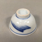 Japanese Porcelain Sake Cup Guinomi Sakazuki Vtg Blue White Mountain GU874