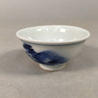 Japanese Porcelain Sake Cup Guinomi Sakazuki Vtg Blue White Mountain GU874