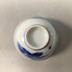 Japanese Porcelain Sake Cup Guinomi Sakazuki Vtg Blue White Mountain GU874