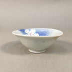 Japanese Porcelain Sake Cup Guinomi Sakazuki Vtg Blue White Plum Blossom GU855