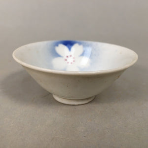 Japanese Porcelain Sake Cup Guinomi Sakazuki Vtg Blue White Sakura GU823