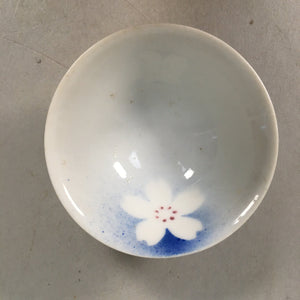 Japanese Porcelain Sake Cup Guinomi Sakazuki Vtg Blue White Sakura GU823