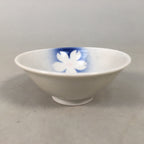 Japanese Porcelain Sake Cup Guinomi Sakazuki Vtg Blue White Sakura GU856