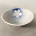 Japanese Porcelain Sake Cup Guinomi Sakazuki Vtg Blue White Sakura GU856