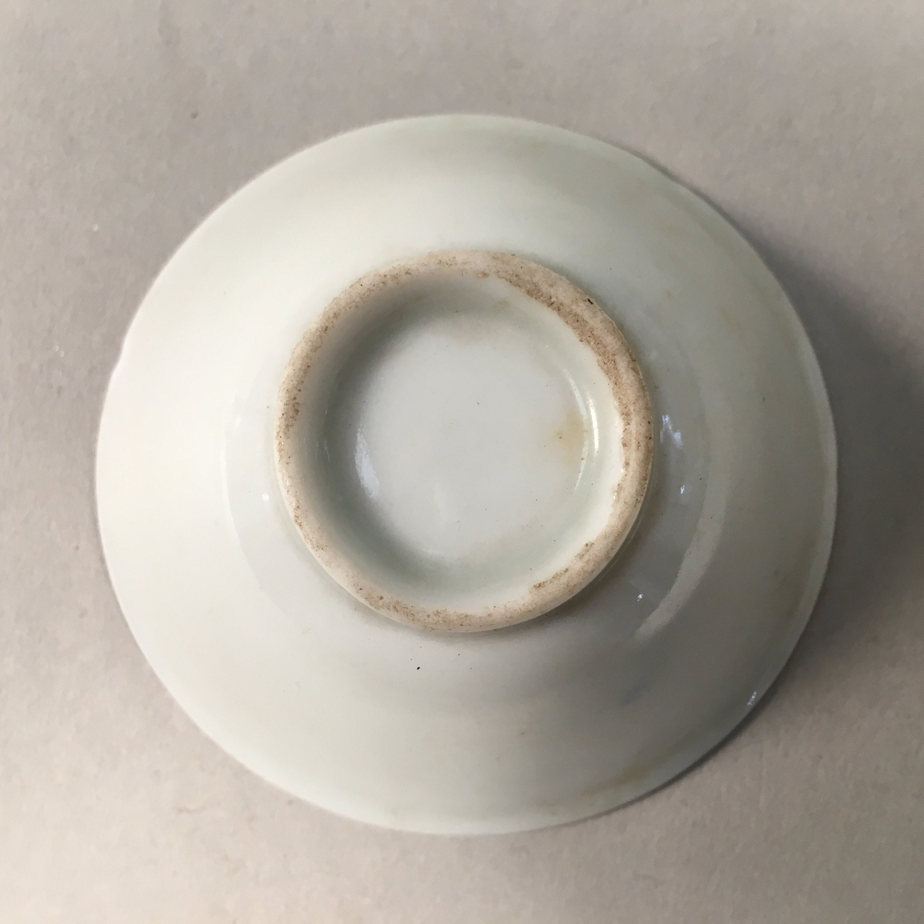 Japanese Porcelain Sake Cup Guinomi Sakazuki Vtg Blue White Sakura GU870