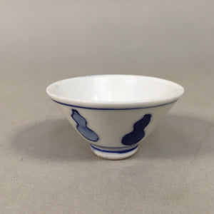 Japanese Porcelain Sake Cup Guinomi Sakazuki Vtg Blue White Sometsuke GU346