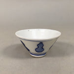 Japanese Porcelain Sake Cup Guinomi Sakazuki Vtg Blue White Sometsuke GU346