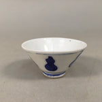 Japanese Porcelain Sake Cup Guinomi Sakazuki Vtg Blue White Sometsuke GU346