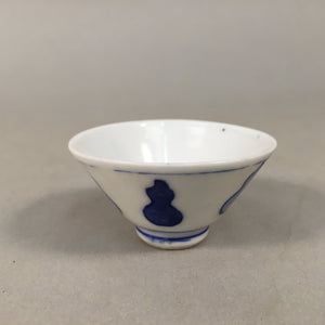 Japanese Porcelain Sake Cup Guinomi Sakazuki Vtg Blue White Sometsuke GU346