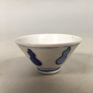 Japanese Porcelain Sake Cup Guinomi Sakazuki Vtg Blue White Sometsuke GU346