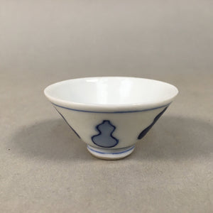 Japanese Porcelain Sake Cup Guinomi Sakazuki Vtg Blue White Sometsuke GU348