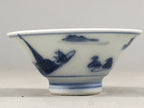 Japanese Porcelain Sake Cup Guinomi Sakazuki Vtg Blue White Sometsuke GU810