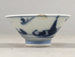 Japanese Porcelain Sake Cup Guinomi Sakazuki Vtg Blue White Sometsuke GU810