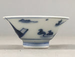 Japanese Porcelain Sake Cup Guinomi Sakazuki Vtg Blue White Sometsuke GU810