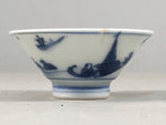 Japanese Porcelain Sake Cup Guinomi Sakazuki Vtg Blue White Sometsuke GU810