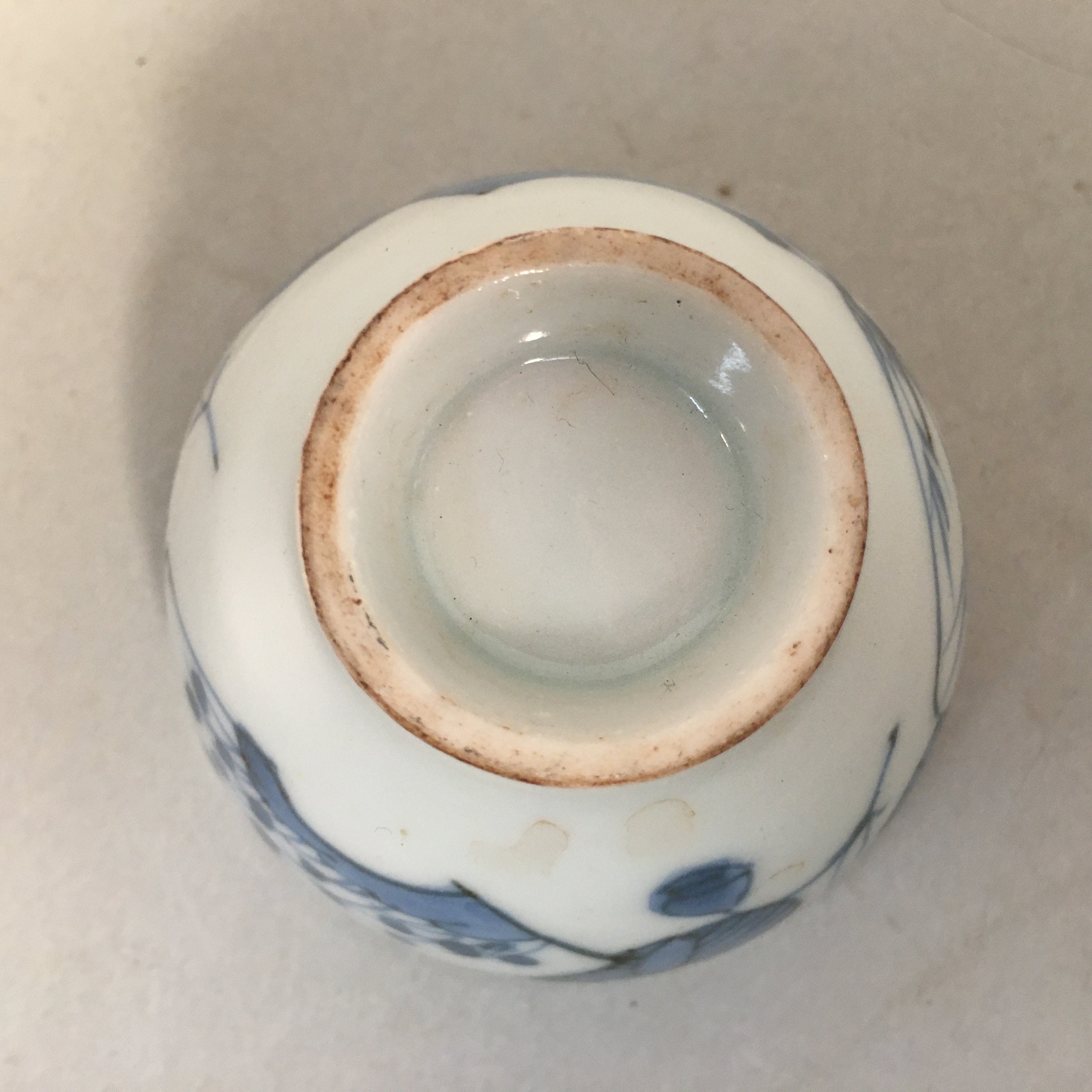 Japanese Porcelain Sake Cup Guinomi Sakazuki Vtg Blue White Sometsuke GU822