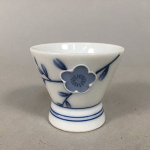 Japanese Porcelain Sake Cup Guinomi Sakazuki Vtg Blue White Sometsuke GU824