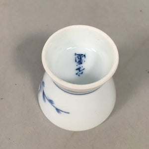 Japanese Porcelain Sake Cup Guinomi Sakazuki Vtg Blue White Sometsuke GU824