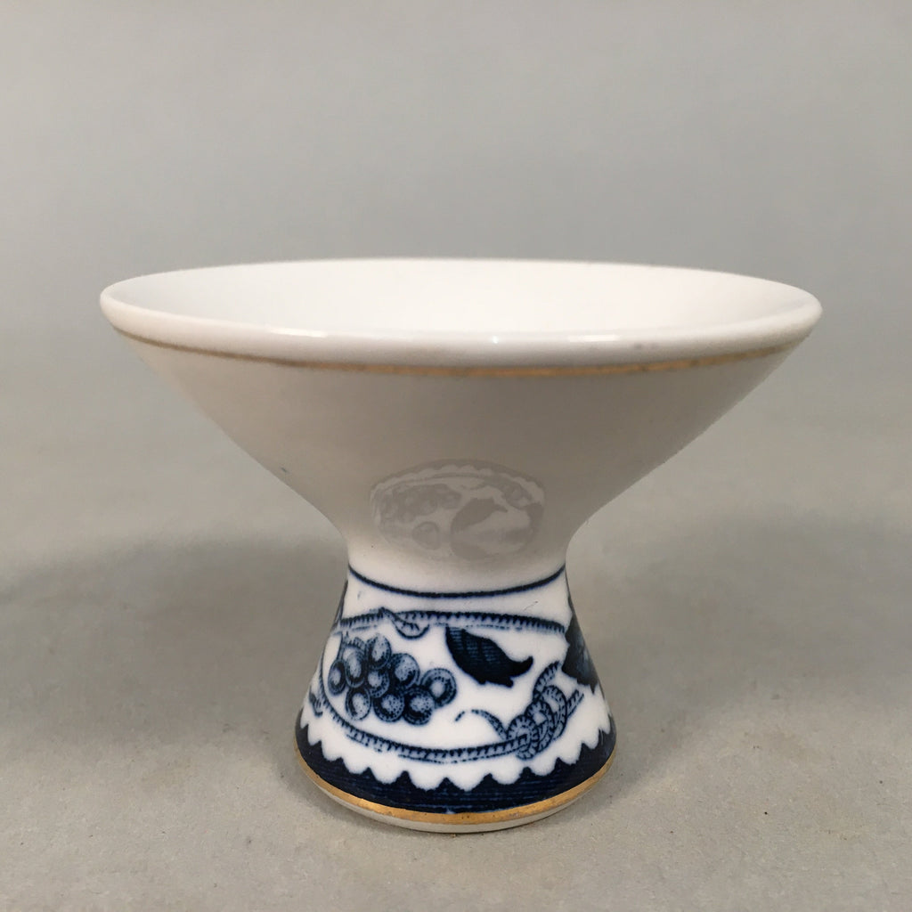 Japanese Porcelain Sake Cup Guinomi Sakazuki Vtg Blue White Sometsuke GU825