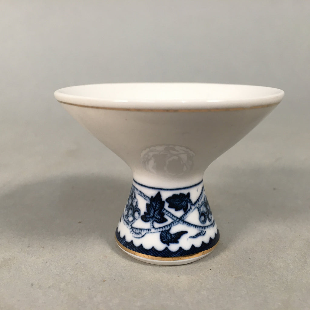 Japanese Porcelain Sake Cup Guinomi Sakazuki Vtg Blue White Sometsuke GU825