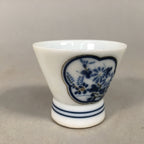 Japanese Porcelain Sake Cup Guinomi Sakazuki Vtg Blue White Sometsuke GU827