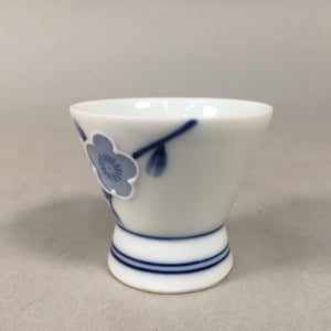 Japanese Porcelain Sake Cup Guinomi Sakazuki Vtg Blue White Sometsuke GU829