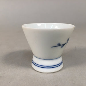 Japanese Porcelain Sake Cup Guinomi Sakazuki Vtg Blue White Sometsuke GU831