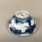 Japanese Porcelain Sake Cup Guinomi Sakazuki Vtg Blue White Sometsuke GU841