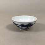 Japanese Porcelain Sake Cup Guinomi Sakazuki Vtg Blue White Sometsuke GU841