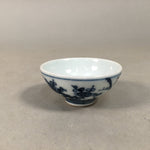 Japanese Porcelain Sake Cup Guinomi Sakazuki Vtg Blue White Sometsuke GU841