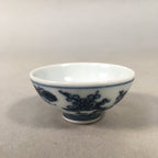 Japanese Porcelain Sake Cup Guinomi Sakazuki Vtg Blue White Sometsuke GU841