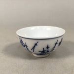 Japanese Porcelain Sake Cup Guinomi Sakazuki Vtg Blue White Sometsuke GU842