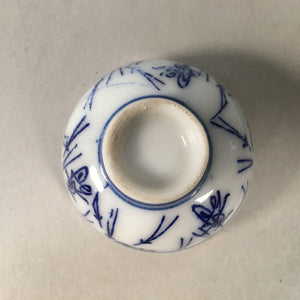 Japanese Porcelain Sake Cup Guinomi Sakazuki Vtg Blue White Sometsuke GU842