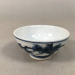 Japanese Porcelain Sake Cup Guinomi Sakazuki Vtg Blue White Sometsuke GU843