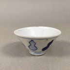 Japanese Porcelain Sake Cup Guinomi Sakazuki Vtg Blue White Sometsuke GU860
