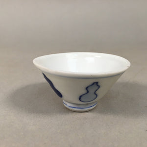 Japanese Porcelain Sake Cup Guinomi Sakazuki Vtg Blue White Sometsuke GU860