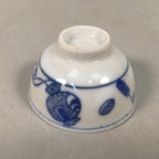 Japanese Porcelain Sake Cup Guinomi Sakazuki Vtg Blue White Sometsuke GU866