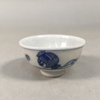 Japanese Porcelain Sake Cup Guinomi Sakazuki Vtg Blue White Sometsuke GU866