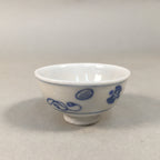Japanese Porcelain Sake Cup Guinomi Sakazuki Vtg Blue White Sometsuke GU866