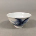 Japanese Porcelain Sake Cup Guinomi Sakazuki Vtg Blue White Sometsuke GU868