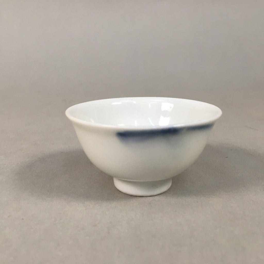 Japanese Porcelain Sake Cup Guinomi Sakazuki Vtg Blue White Sometsuke GU868
